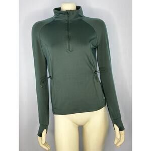 Cali Sports 1/4 zip pull over green put elastic tabs at sides size medium